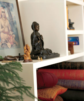 Richard Freeman, director of the Yoga Workshop in Boulder, Colorado, has created a sacred area for his meditation space.